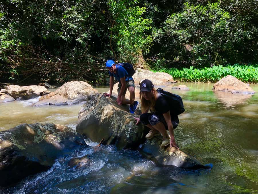 From Chamarel: Waterfall Eco-Hike Adventure - Meeting at Seven Colored Earth Geopark, then straight into the action