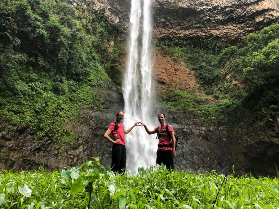 From Chamarel: Waterfall Eco-Hike Adventure - Chamarel Falls at the base: the swim that makes the hike worth it