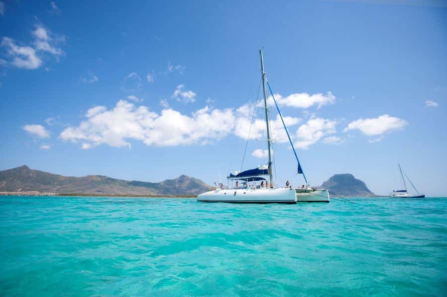 Ile Aux Cerfs Catamaran Cruise sailing from Mahebourg - Watching the Grand River South East Waterfall From the Water
