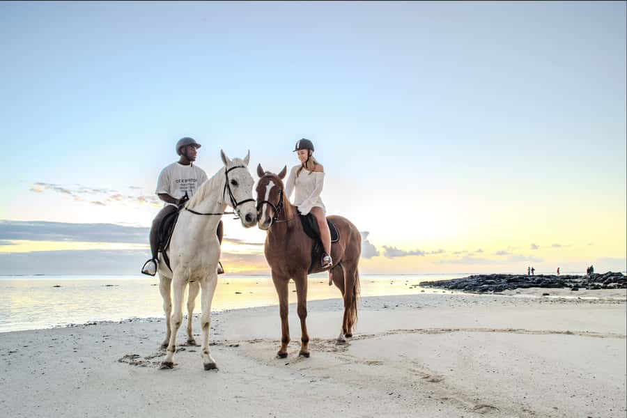 Mauritius: Horseback riding on the beach - Your 1-hour ride setup: helmets, small group, and walk-only pace